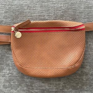 Clare V Perforated Fanny with Red Zipper